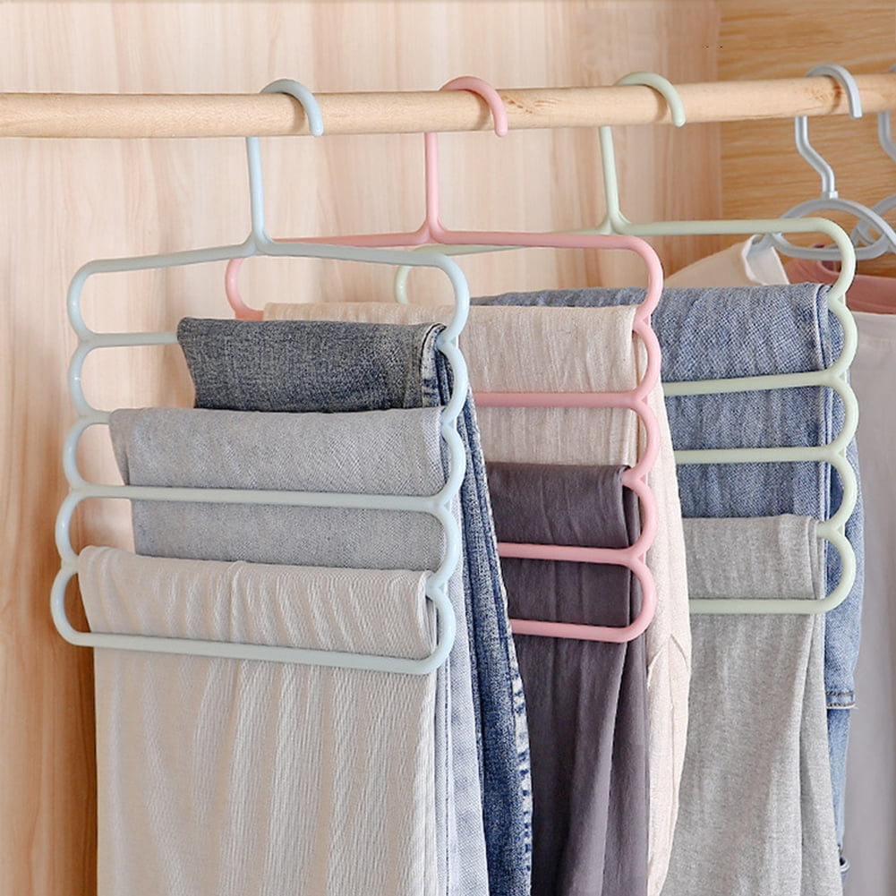 5-Tier Closet Organizer Hangers - 3 Pack Space-Saving Pants Hangers For Jeans, Scarves & Skirts, Holds Up To 40lbs