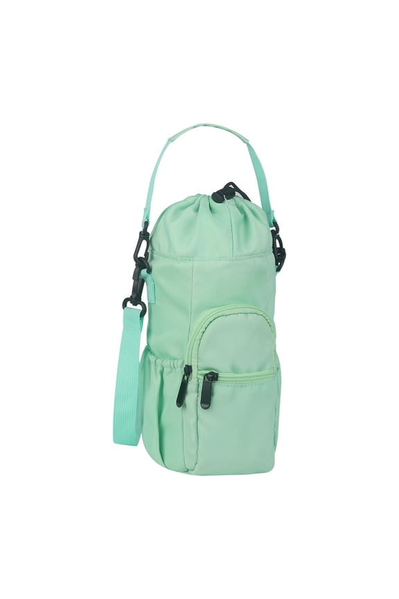 Water Bottle Carrier with Shoulder Strap Zippered Pocket Design Wear Resistant Flask Water Bottle Holder Sling Bag