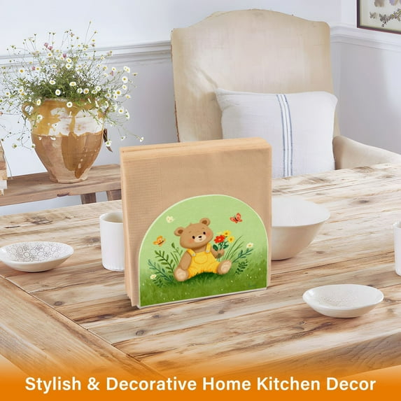 Iauyy 1 Piece Napkin Holder for Table 4.1x4.9x1.97in Acrylic Kitchen Decor,Standing Napkin Dispenser Kitchen Table for Bar Banquet Coffee Table,Butterflies Are Fluttering