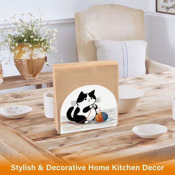 Iauyy 1 Piece Napkin Holder for Table 4.1x4.9x1.97in Acrylic Kitchen Decor,Standing Napkin Dispenser Kitchen Table for Bar Banquet Coffee Table,Cartoon-like Cuteness