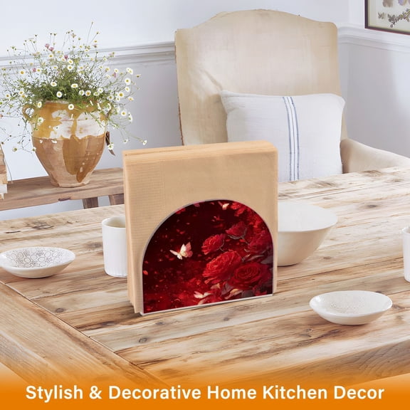 Iauyy 1 Piece Napkin Holder for Table 4.1x4.9x1.97in Acrylic Kitchen Decor,Standing Napkin Dispenser Kitchen Table for Bar Banquet Coffee Table,Crystal Butterfly