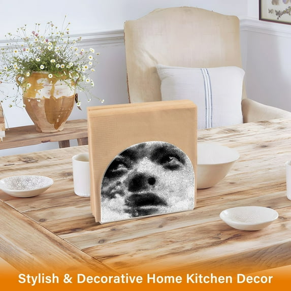 Iauyy 1 Piece Napkin Holder for Table 4.1x4.9x1.97in Acrylic Kitchen Decor,Standing Napkin Dispenser Kitchen Table for Bar Banquet Coffee Table,Halftone Pattern