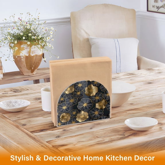 Iauyy 1 Piece Napkin Holder for Table 4.1x4.9x1.97in Acrylic Kitchen Decor,Standing Napkin Dispenser Kitchen Table for Bar Banquet Coffee Table,Metallic Luster