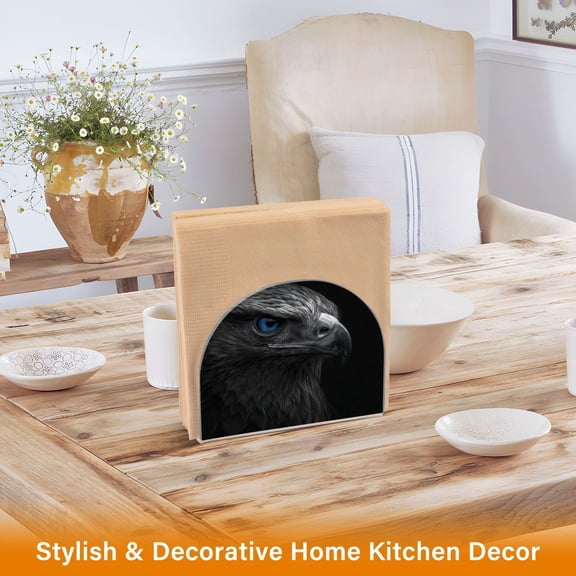 Iauyy 1 Piece Napkin Holder for Table 4.1x4.9x1.97in Acrylic Kitchen Decor,Standing Napkin Dispenser Kitchen Table for Bar Banquet Coffee Table,The Luminous