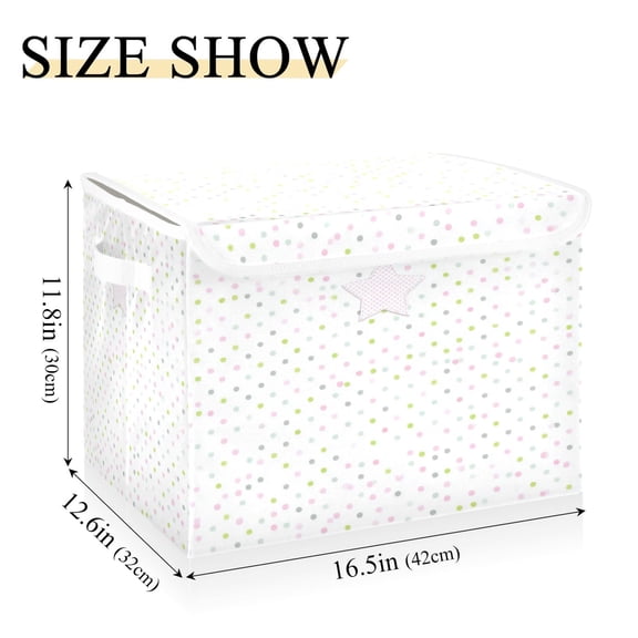 Iauyy 16.5x12.6x11.8in Foldable Flip-Top Storage Bin, Dustproof Magic Tape Closure, Ideal for Home & Toy OrganizationA White Star
