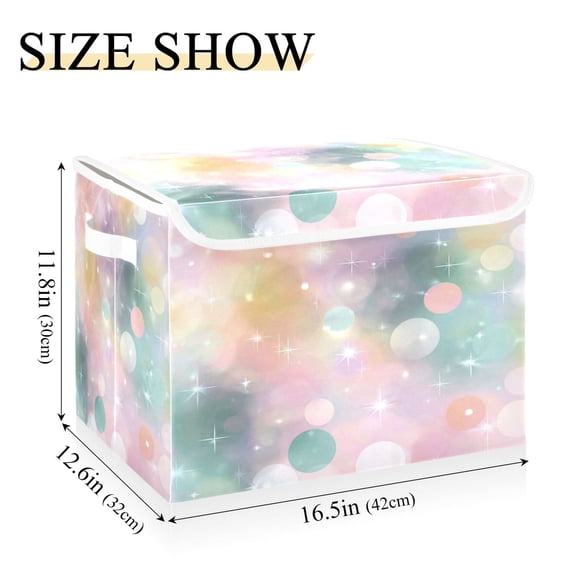 Iauyy 16.5x12.6x11.8in Foldable Flip-Top Storage Bin, Dustproof Magic Tape Closure, Ideal for Home & Toy OrganizationCircular Pattern Illustration