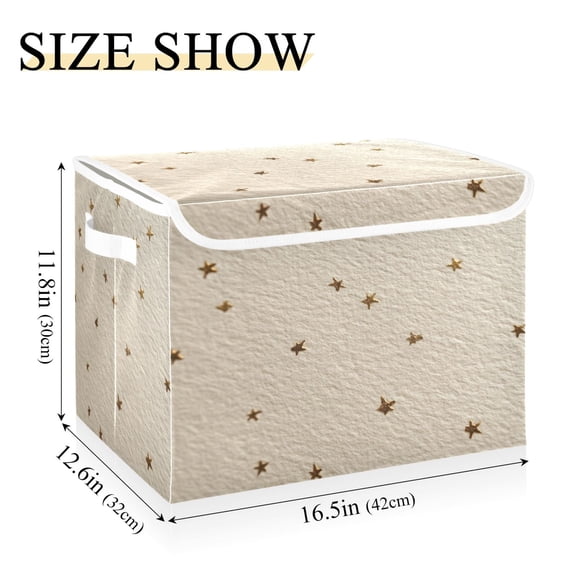 Iauyy 16.5x12.6x11.8in Foldable Flip-Top Storage Bin, Dustproof Magic Tape Closure, Ideal for Home & Toy OrganizationCopper Stars