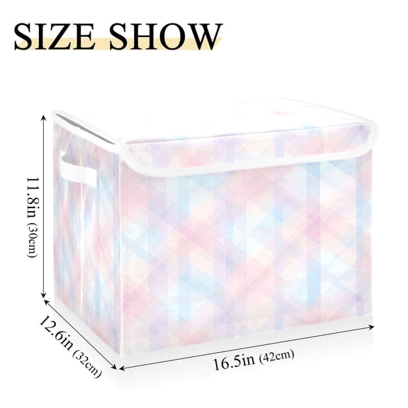 Iauyy 16.5x12.6x11.8in Foldable Flip-Top Storage Bin, Dustproof Magic Tape Closure, Ideal for Home & Toy OrganizationDreamy Pastel Colors