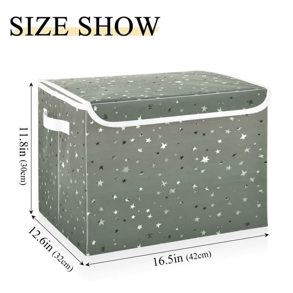 Iauyy 16.5x12.6x11.8in Foldable Flip-Top Storage Bin, Dustproof Magic Tape Closure, Ideal for Home & Toy OrganizationGray Gradient Star Shape