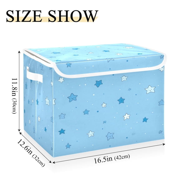 Iauyy 16.5x12.6x11.8in Foldable Flip-Top Storage Bin, Dustproof Magic Tape Closure, Ideal for Home & Toy OrganizationLight Blue Background