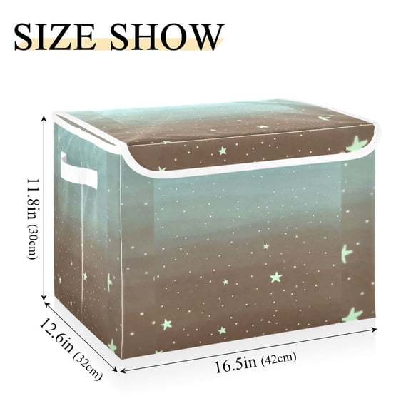 Iauyy 16.5x12.6x11.8in Foldable Flip-Top Storage Bin, Dustproof Magic Tape Closure, Ideal for Home & Toy OrganizationLight Green