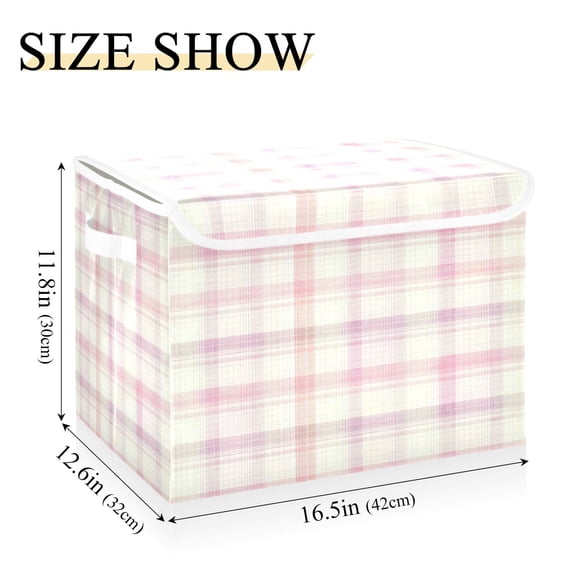 Iauyy 16.5x12.6x11.8in Foldable Flip-Top Storage Bin, Dustproof Magic Tape Closure, Ideal for Home & Toy OrganizationMuted Shades Interwoven