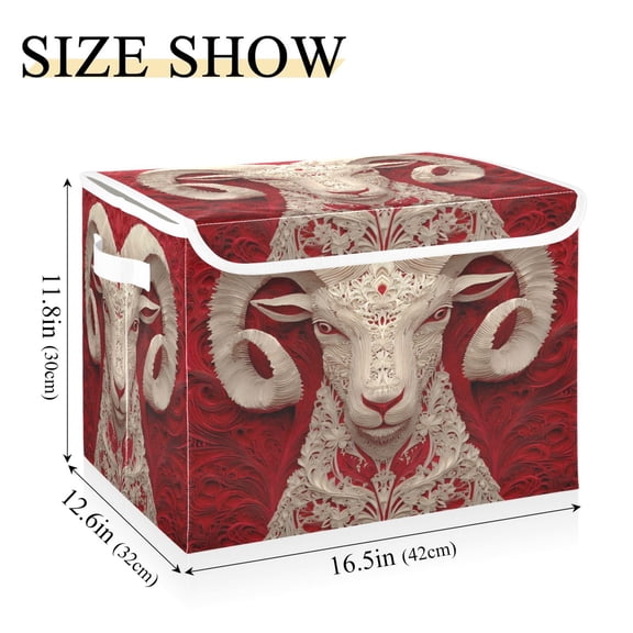 Iauyy 16.5x12.6x11.8in Foldable Flip-Top Storage Bin, Dustproof Magic Tape Closure, Ideal for Home & Toy OrganizationPaper-cutting Style