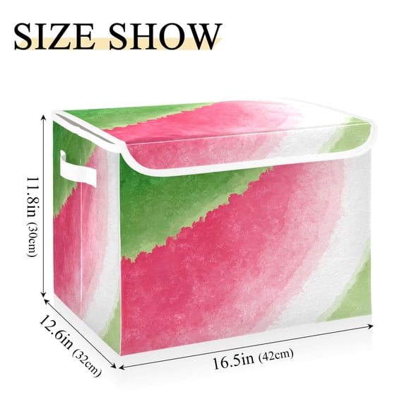 Iauyy 16.5x12.6x11.8in Foldable Flip-Top Storage Bin, Dustproof Magic Tape Closure, Ideal for Home & Toy OrganizationThe Edge Of The Watermelon