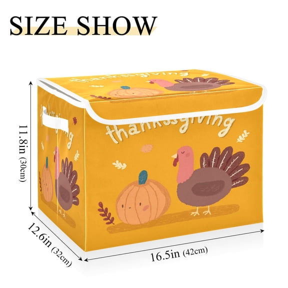 Iauyy 16.5x12.6x11.8in Foldable Flip-Top Storage Bin, Dustproof Magic Tape Closure, Ideal for Home & Toy OrganizationTurkey