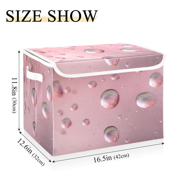 Iauyy 16.5x12.6x11.8in Foldable Flip-Top Storage Bin, Dustproof Magic Tape Closure, Ideal for Home & Toy OrganizationWater Droplet