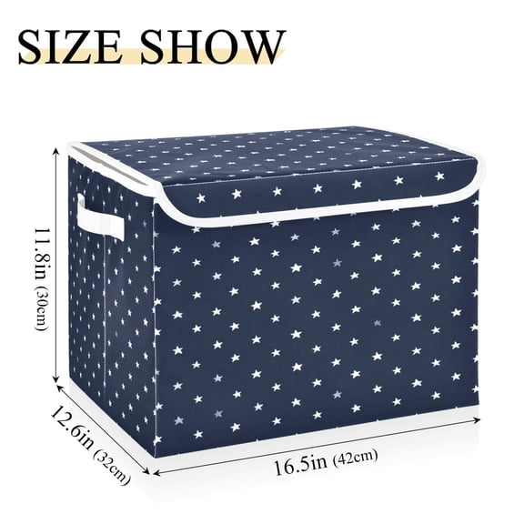 Iauyy 16.5x12.6x11.8in Foldable Flip-Top Storage Bin, Dustproof Magic Tape Closure, Ideal for Home & Toy OrganizationWhite Star