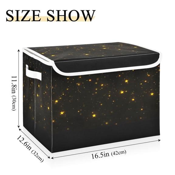 Iauyy 16.5x12.6x11.8in Foldable Flip-Top Storage Bin, Dustproof Magic Tape Closure, Ideal for Home & Toy OrganizationYellow-lit Stars