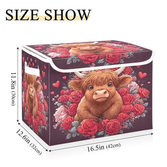 Iauyy 16.5x12.6x11.8in Foldable Flip-Top Storage Bin, Dustproof Magic Tape Closure, Ideal for Home & Toy OrganizationYoung Calf