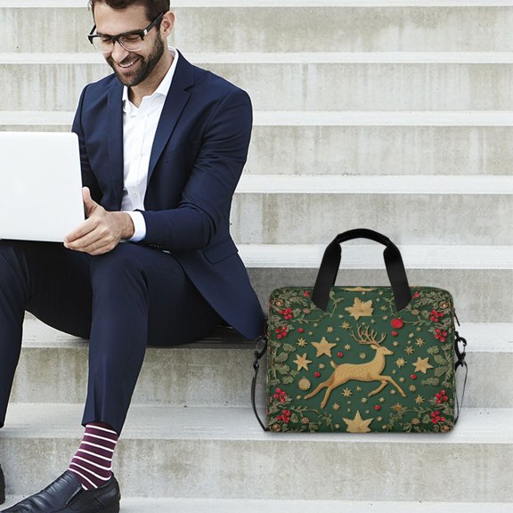 Iauyy 16inch Laptop Briefcase for Men/Women , Detachable Strap & Padded Compartment，Water-Resistant BagBusiness Travel File and Notepad,A Deer That Is Jumping