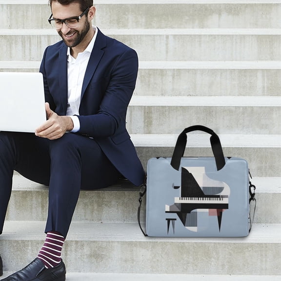 Iauyy 16inch Laptop Briefcase for Men/Women , Detachable Strap & Padded Compartment，Water-Resistant BagBusiness Travel File and Notepad,Abstract Piano
