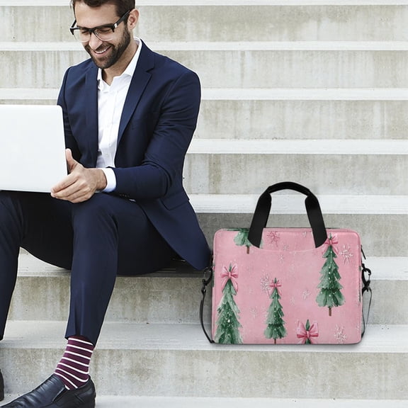 Iauyy 16inch Laptop Briefcase for Men/Women , Detachable Strap & Padded Compartment，Water-Resistant BagBusiness Travel File and Notepad,Christmas Tree Bow