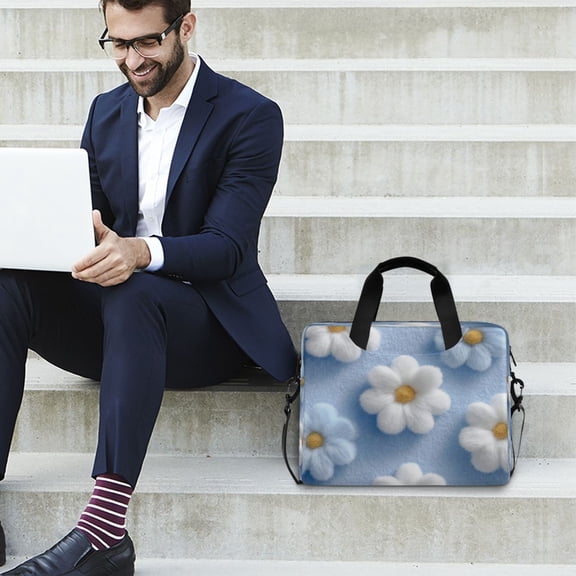 Iauyy 16inch Laptop Briefcase for Men/Women , Detachable Strap & Padded Compartment，Water-Resistant BagBusiness Travel File and Notepad,Flashing Blue Ribbon