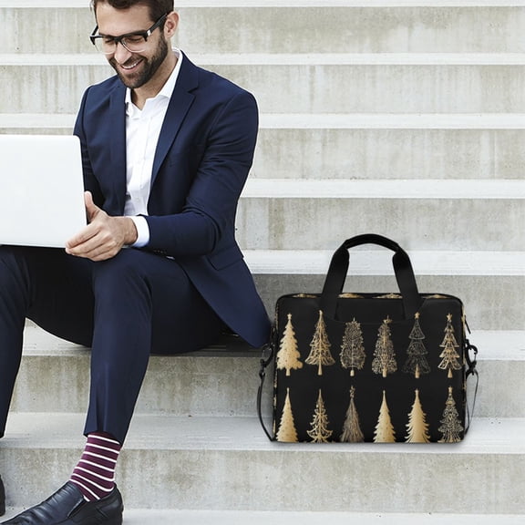 Iauyy 16inch Laptop Briefcase for Men/Women , Detachable Strap & Padded Compartment，Water-Resistant BagBusiness Travel File and Notepad,Golden Pattern Combination