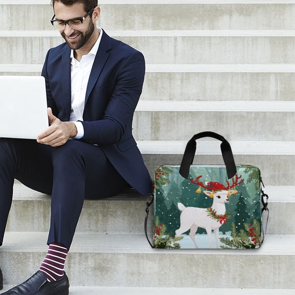 Iauyy 16inch Laptop Briefcase for Men/Women , Detachable Strap & Padded Compartment，Water-Resistant BagBusiness Travel File and Notepad,Hare's Red Hat