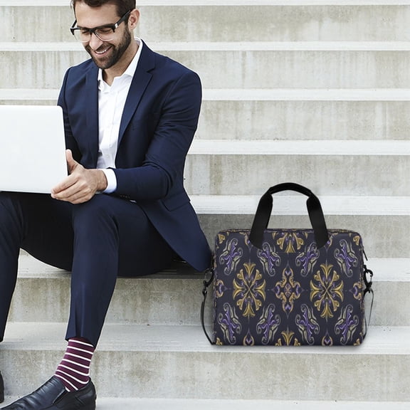 Iauyy 16inch Laptop Briefcase for Men/Women , Detachable Strap & Padded CompartmentWater-Resistant BagBusiness Travel File and Notepad,Medieval Colors