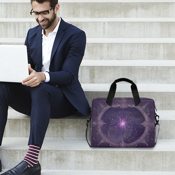 Iauyy 16inch Laptop Briefcase for Men/Women , Detachable Strap & Padded CompartmentWater-Resistant BagBusiness Travel File and Notepad,Shimmering Purple