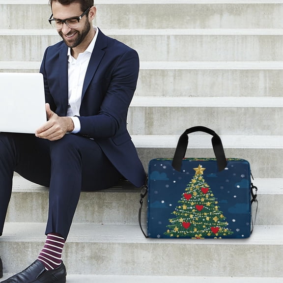 Iauyy 16inch Laptop Briefcase for Men/Women , Detachable Strap & Padded CompartmentWater-Resistant BagBusiness Travel File and Notepad,Small Silver Clouds