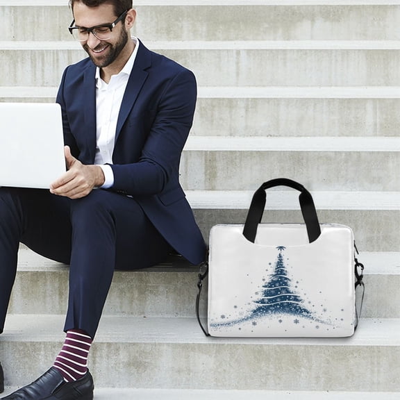 Iauyy 16inch Laptop Briefcase for Men/Women , Detachable Strap & Padded Compartment，Water-Resistant BagBusiness Travel File and Notepad,Stylish Christmas Tree