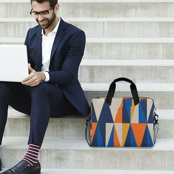 Iauyy 16inch Laptop Briefcase for Men/Women , Detachable Strap & Padded CompartmentWater-Resistant BagBusiness Travel File and Notepad,Symmetrical Grid Pattern