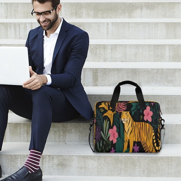 Iauyy 16inch Laptop Briefcase for Men/Women , Detachable Strap & Padded Compartment，Water-Resistant BagBusiness Travel File and Notepad,Tropical Vegetation Is Perfectly Integrated