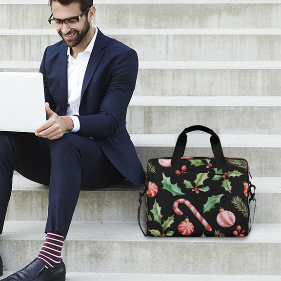 Iauyy 16inch Laptop Briefcase for Men/Women , Detachable Strap & Padded Compartment，Water-Resistant BagBusiness Travel File and Notepad,Wintergreen Leaf Ornaments