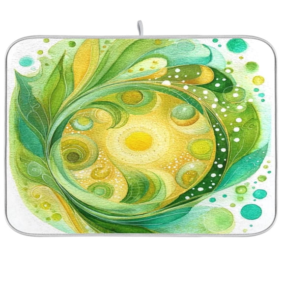 Iauyy Dish Drying Mat for Kitchen Counter, Super Absorbent & Hanging 16x18 / 18x24 Inch (S/M) Covered with Swirling Patterns
