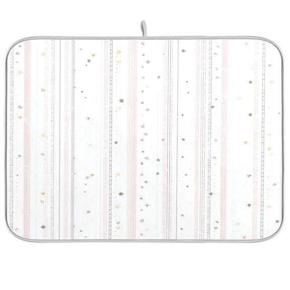 Iauyy Dish Drying Mat for Kitchen Counter, Super Absorbent & Hanging 16x18 / 18x24 Inch (S/M) Gray Stripes