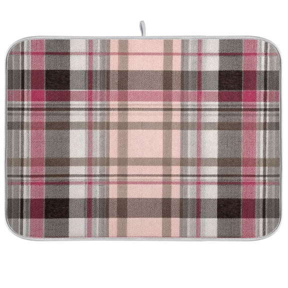 Iauyy Dish Drying Mat for Kitchen Counter, Super Absorbent & Hanging 16x18 / 18x24 Inch (S/M) Gray and White Checkered Pattern