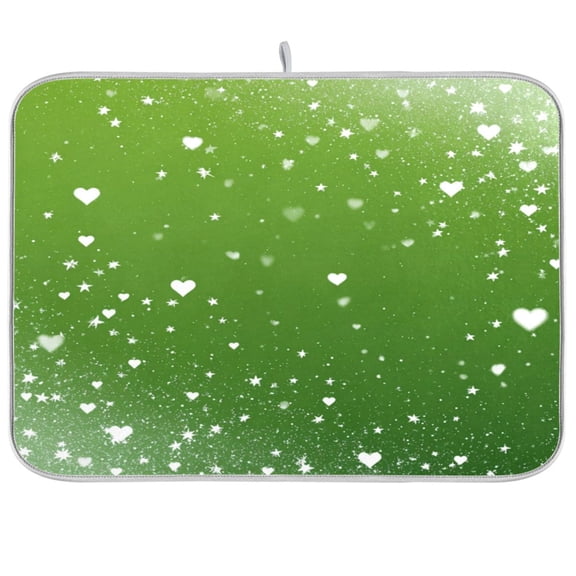 Iauyy Dish Drying Mat for Kitchen Counter, Super Absorbent & Hanging 16x18 / 18x24 Inch (S/M) Green Gradient Stars