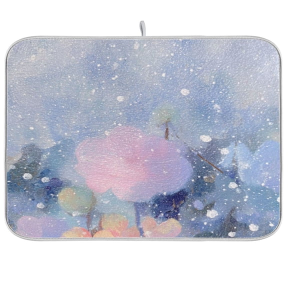 Iauyy Dish Drying Mat for Kitchen Counter, Super Absorbent & Hanging 16x18 / 18x24 Inch (S/M) Impressionist Winter
