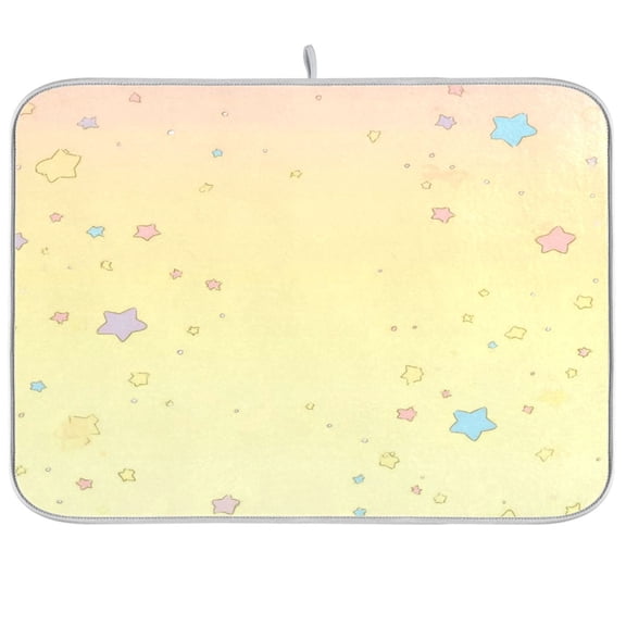 Iauyy Dish Drying Mat for Kitchen Counter, Super Absorbent & Hanging 16x18 / 18x24 Inch (S/M) Light Yellow