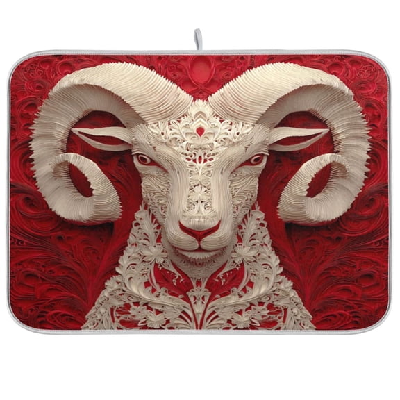 Iauyy Dish Drying Mat for Kitchen Counter, Super Absorbent & Hanging 16x18 / 18x24 Inch (S/M) Paper-cutting Style
