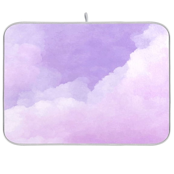 Iauyy Dish Drying Mat for Kitchen Counter, Super Absorbent & Hanging 16x18 / 18x24 Inch (S/M) Soft Purple