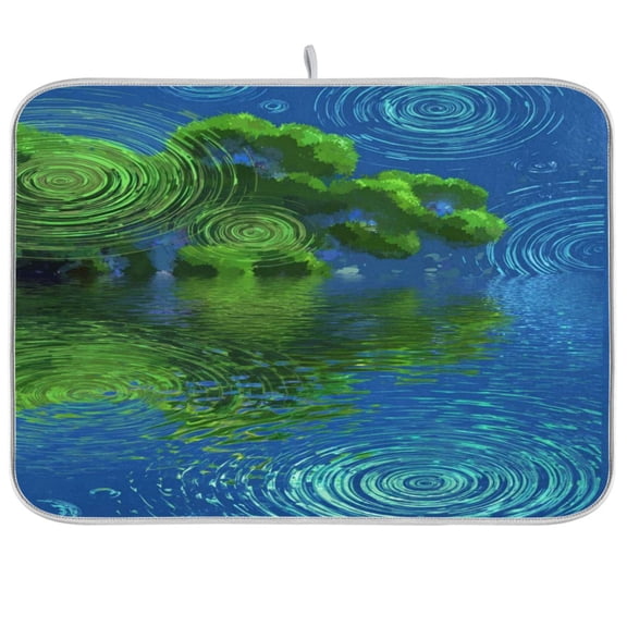 Iauyy Dish Drying Mat for Kitchen Counter, Super Absorbent & Hanging 16x18 / 18x24 Inch (S/M) The Water Ripples