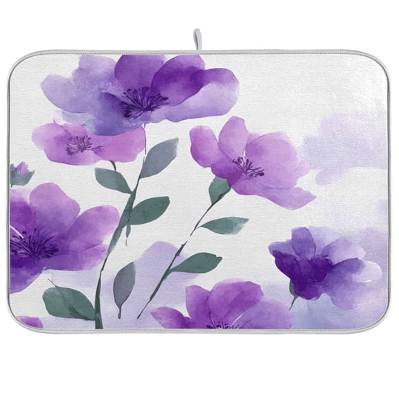 Iauyy Dish Drying Mat for Kitchen Counter, Super Absorbent & Hanging 16x18 / 18x24 Inch (S/M) Watercolor Texture