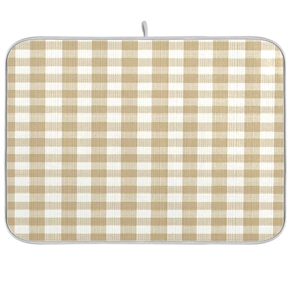 Iauyy Dish Drying Mat for Kitchen Counter, Super Absorbent & Hanging 16x18 / 18x24 Inch (S/M) White Checkered Pattern