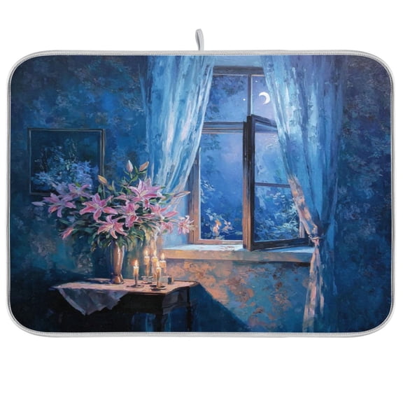 Iauyy Dish Drying Mat for Kitchen Counter, Super Absorbent & Hanging 16x18 / 18x24 Inch (S/M) Windows