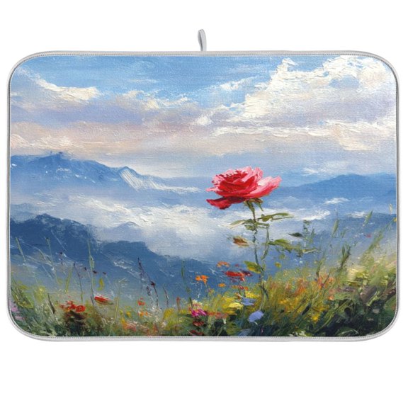 Iauyy Dish Drying Mat for Kitchen Counter, Super Absorbent & Hanging 16x18 / 18x24 Inch (S/M) A Light Mist Hung over