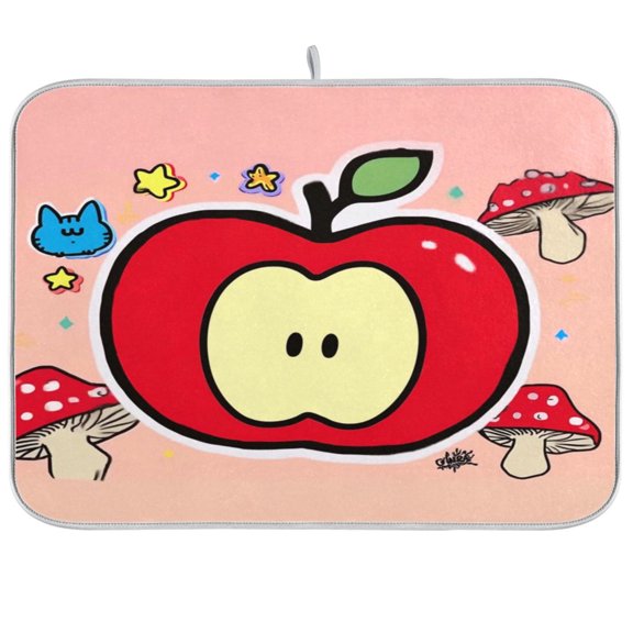 Iauyy Dish Drying Mat for Kitchen Counter, Super Absorbent & Hanging 16x18 / 18x24 Inch (S/M) Cat Icon